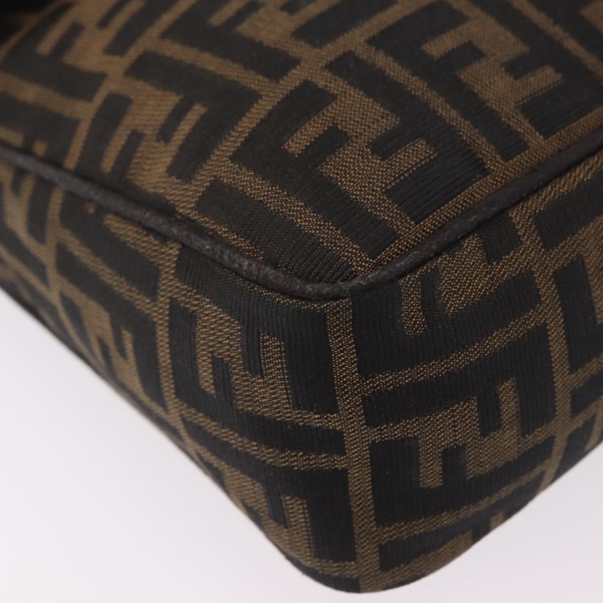 FENDI Zucca Canvas Shoulder Bag Brown Black Auth 206232A