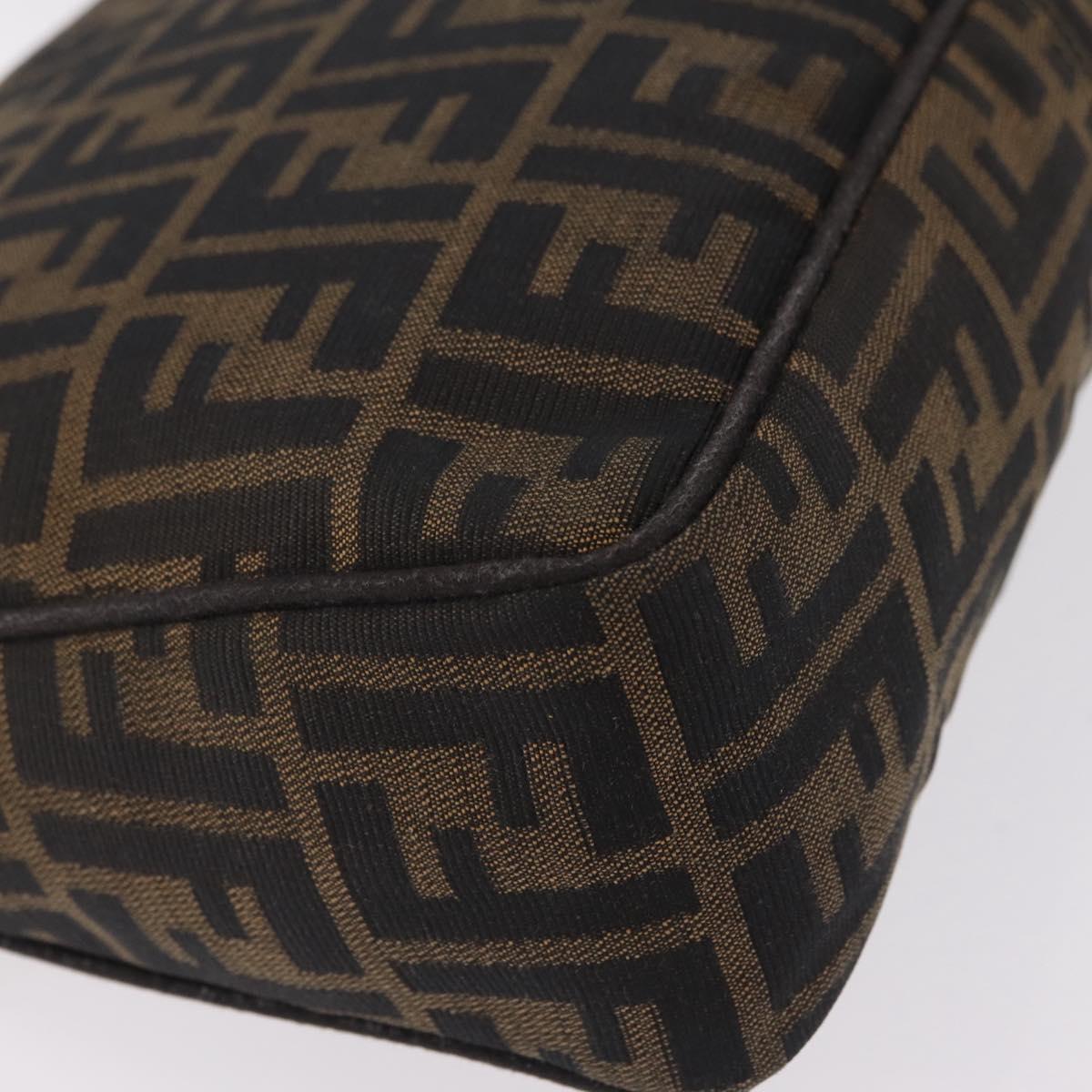 FENDI Zucca Canvas Shoulder Bag Brown Black Auth 206232A