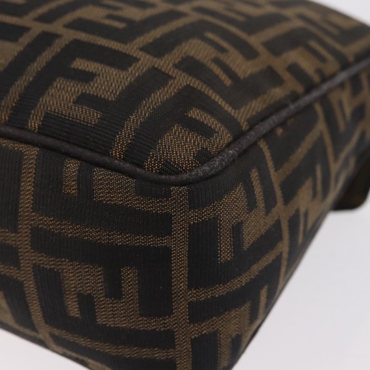 FENDI Zucca Canvas Shoulder Bag Brown Black Auth 206232A