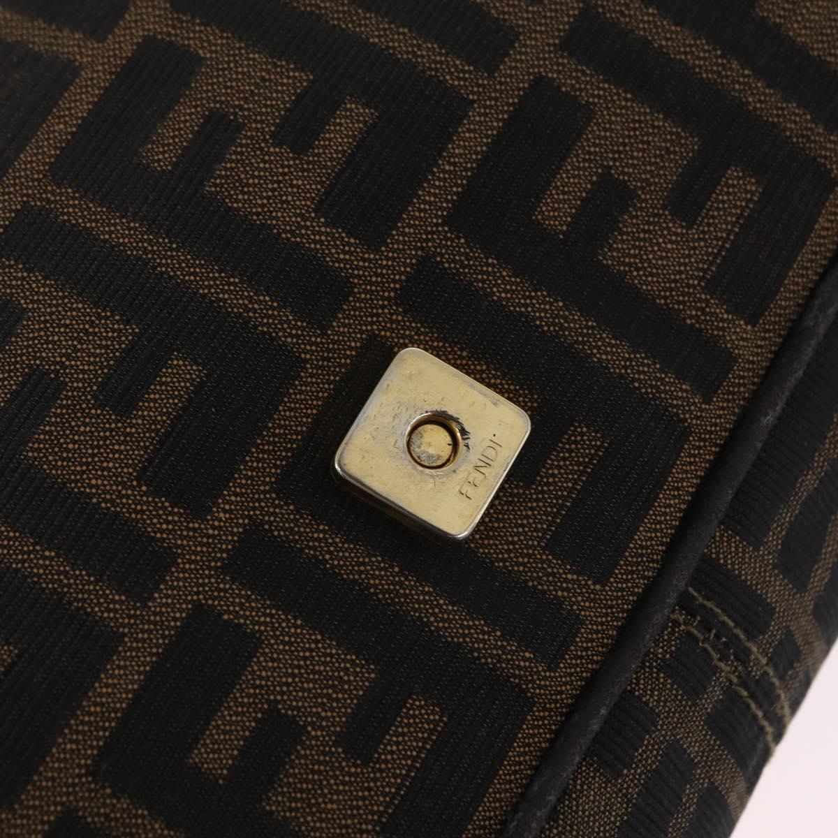 FENDI Zucca Canvas Shoulder Bag Brown Black Auth 206232A