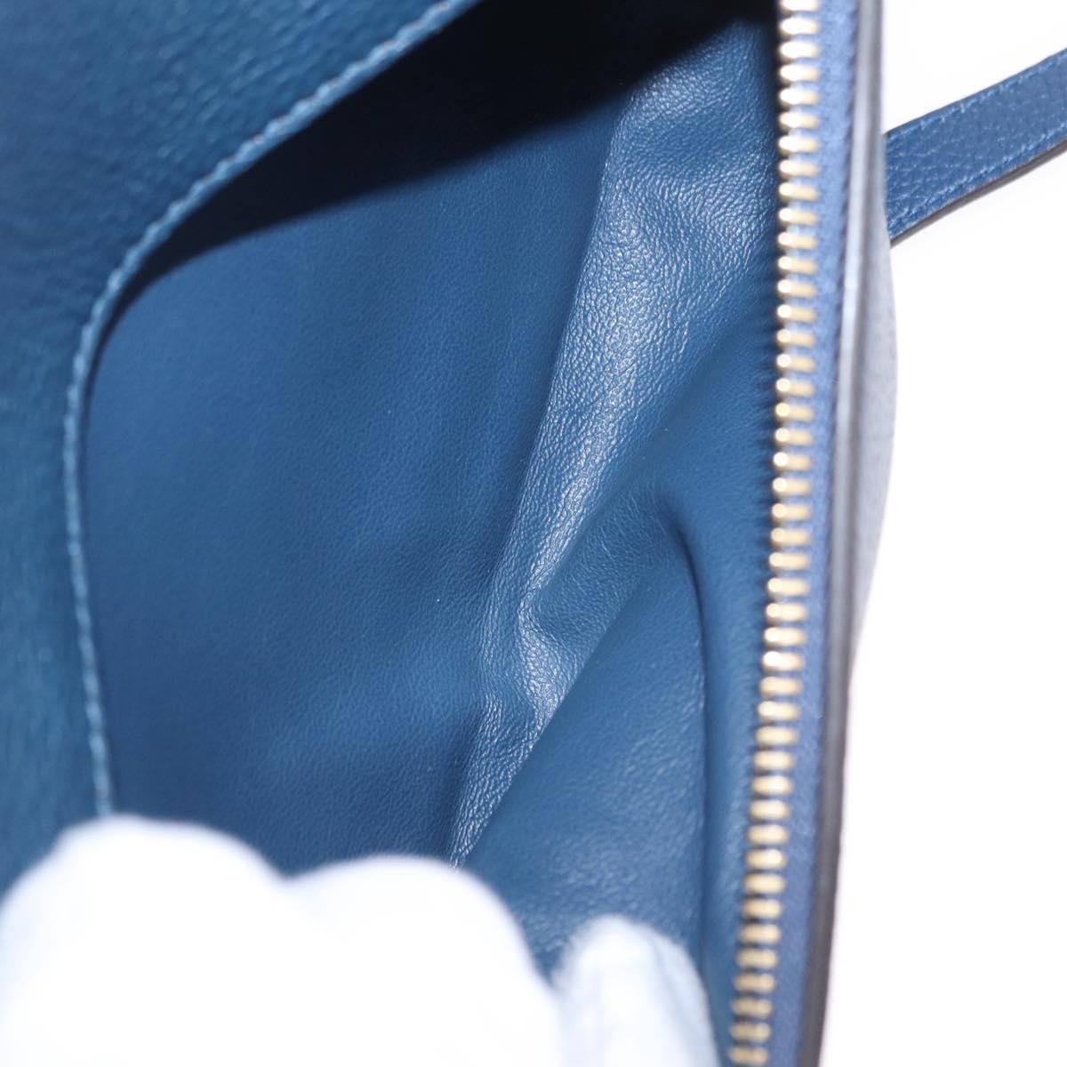 Salvatore Ferragamo Gancini Studio Bag Leather 2way Navy Gold Auth 206236A