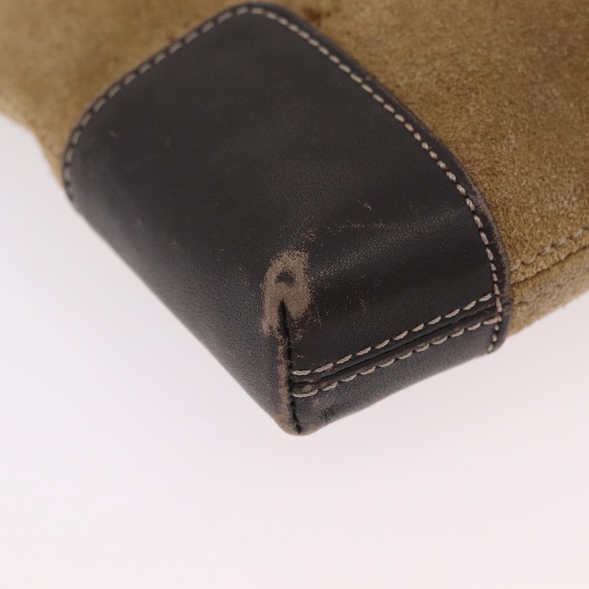 LOEWE Shoulder Bag Suede Beige Gold Auth 206237