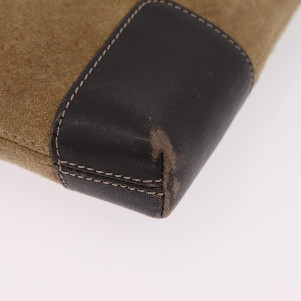 LOEWE Shoulder Bag Suede Beige Gold Auth 206237