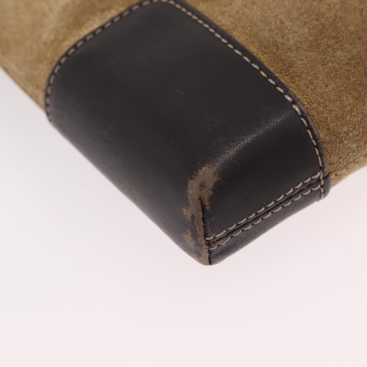 LOEWE Shoulder Bag Suede Beige Gold Auth 206237