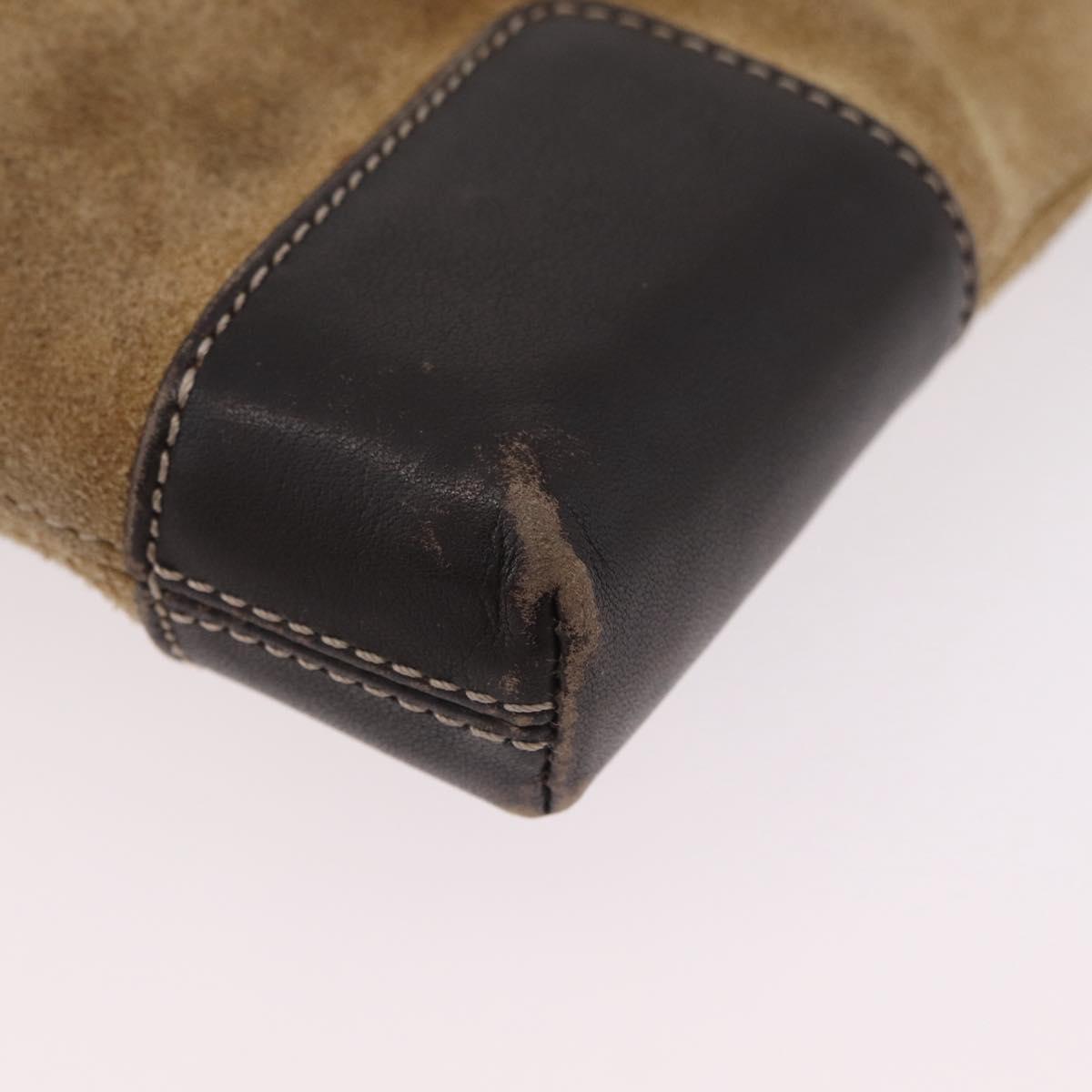 LOEWE Shoulder Bag Suede Beige Gold Auth 206237