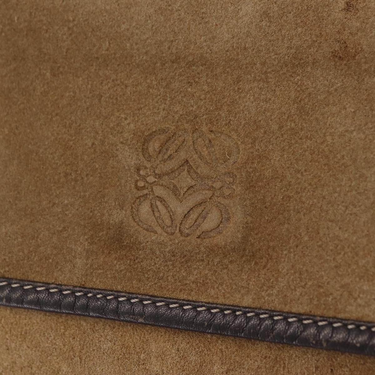 LOEWE Shoulder Bag Suede Beige Gold Auth 206237