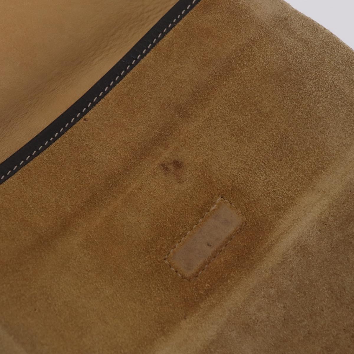 LOEWE Shoulder Bag Suede Beige Gold Auth 206237