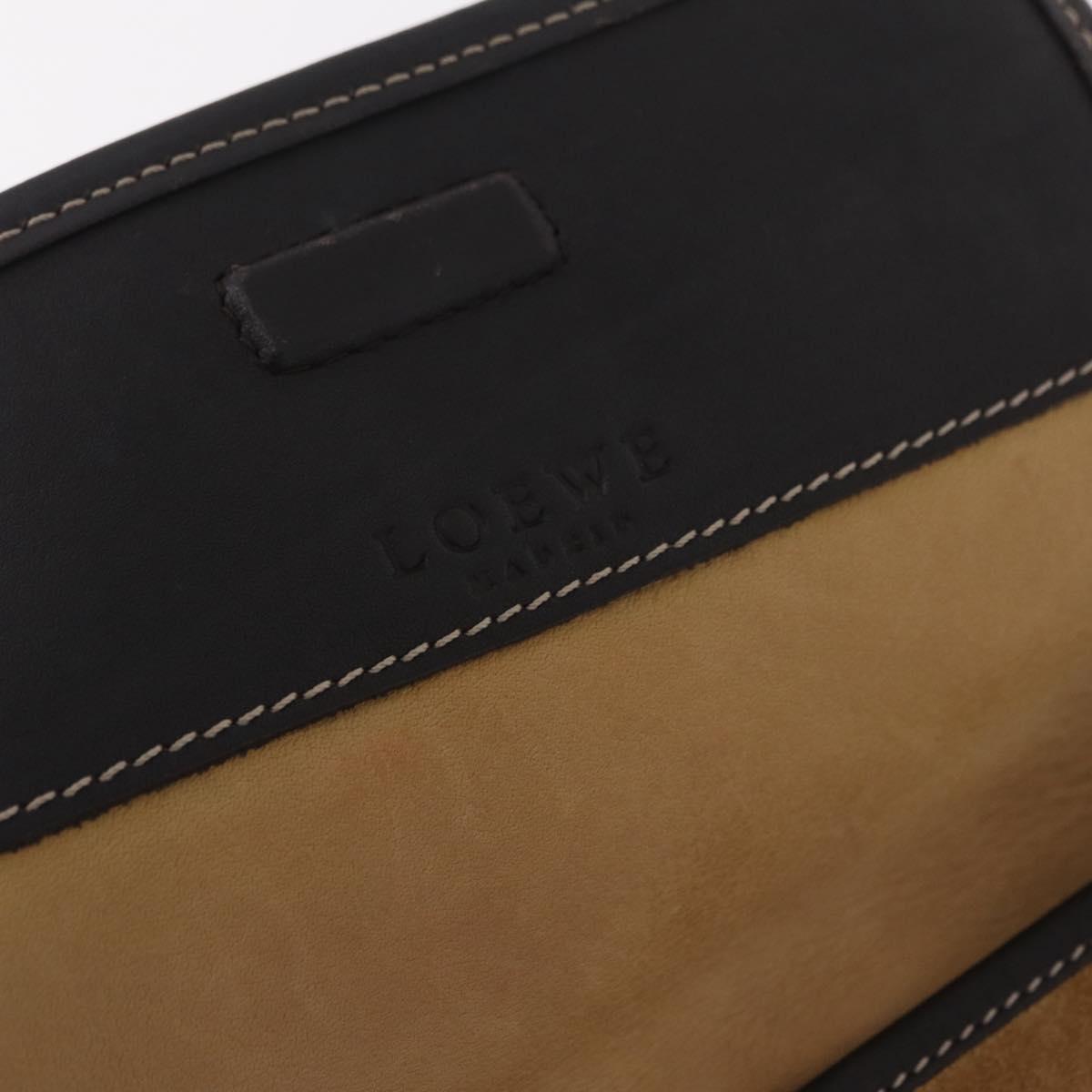 LOEWE Shoulder Bag Suede Beige Gold Auth 206237