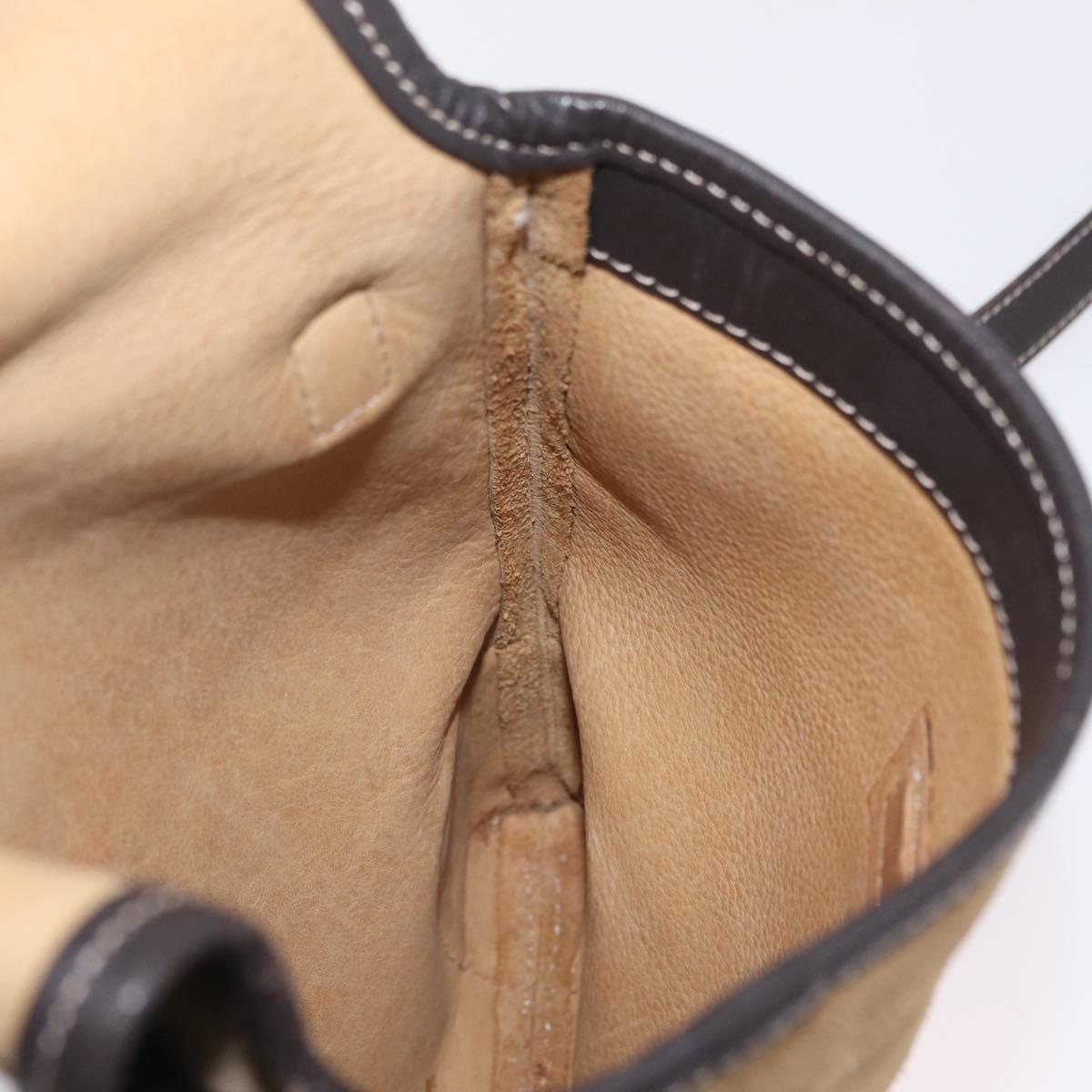 LOEWE Shoulder Bag Suede Beige Gold Auth 206237