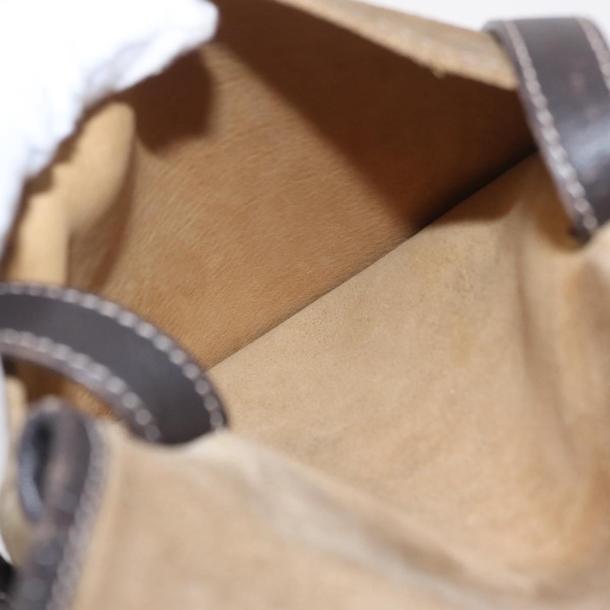 LOEWE Shoulder Bag Suede Beige Gold Auth 206237