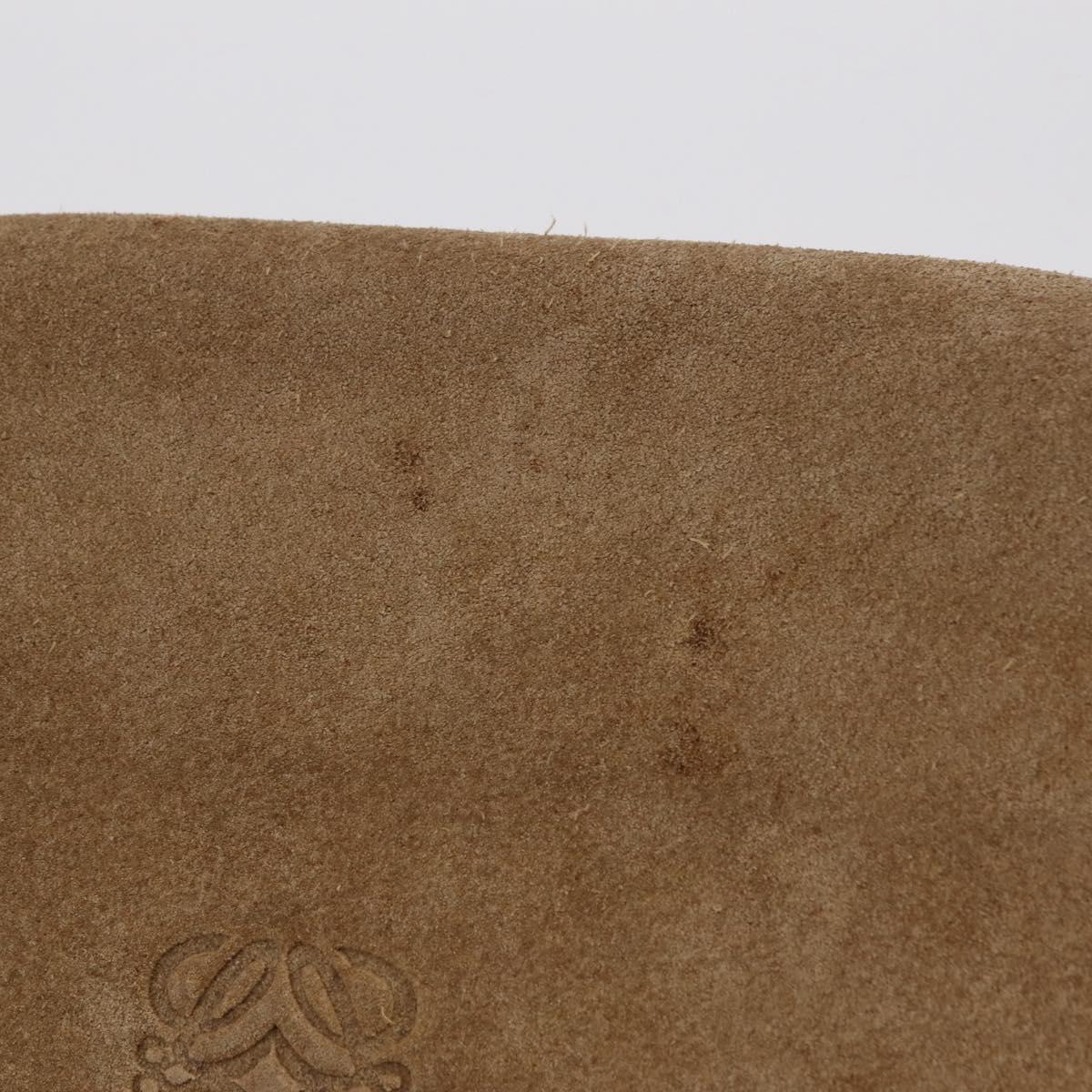 LOEWE Shoulder Bag Suede Beige Gold Auth 206237