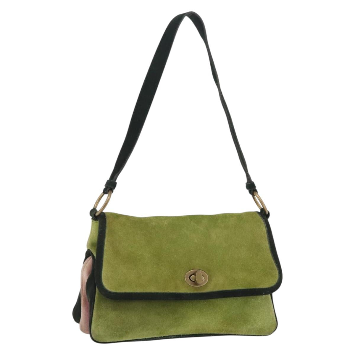 Miu Miu Shoulder Bag Suede Green Auth 206238A
