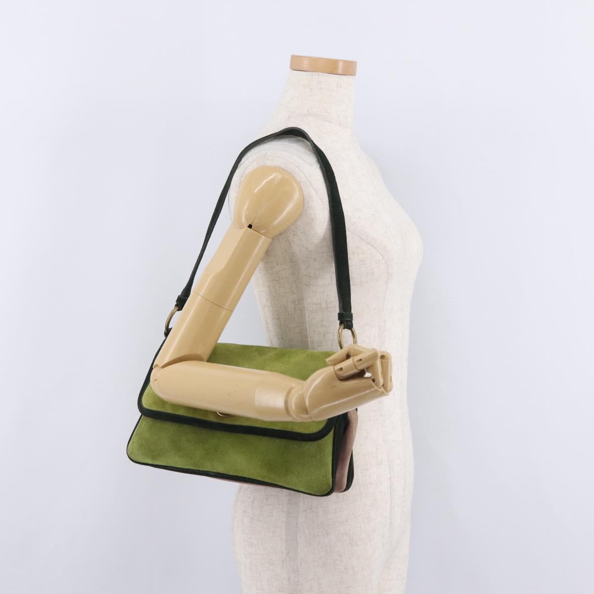 Miu Miu Shoulder Bag Suede Green Auth 206238A