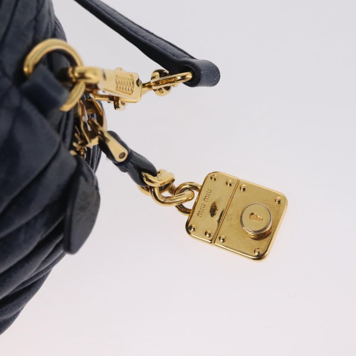 Miu Miu Matelasse Chain Shoulder Bag Vitellolux Navy Gold Auth 206239A