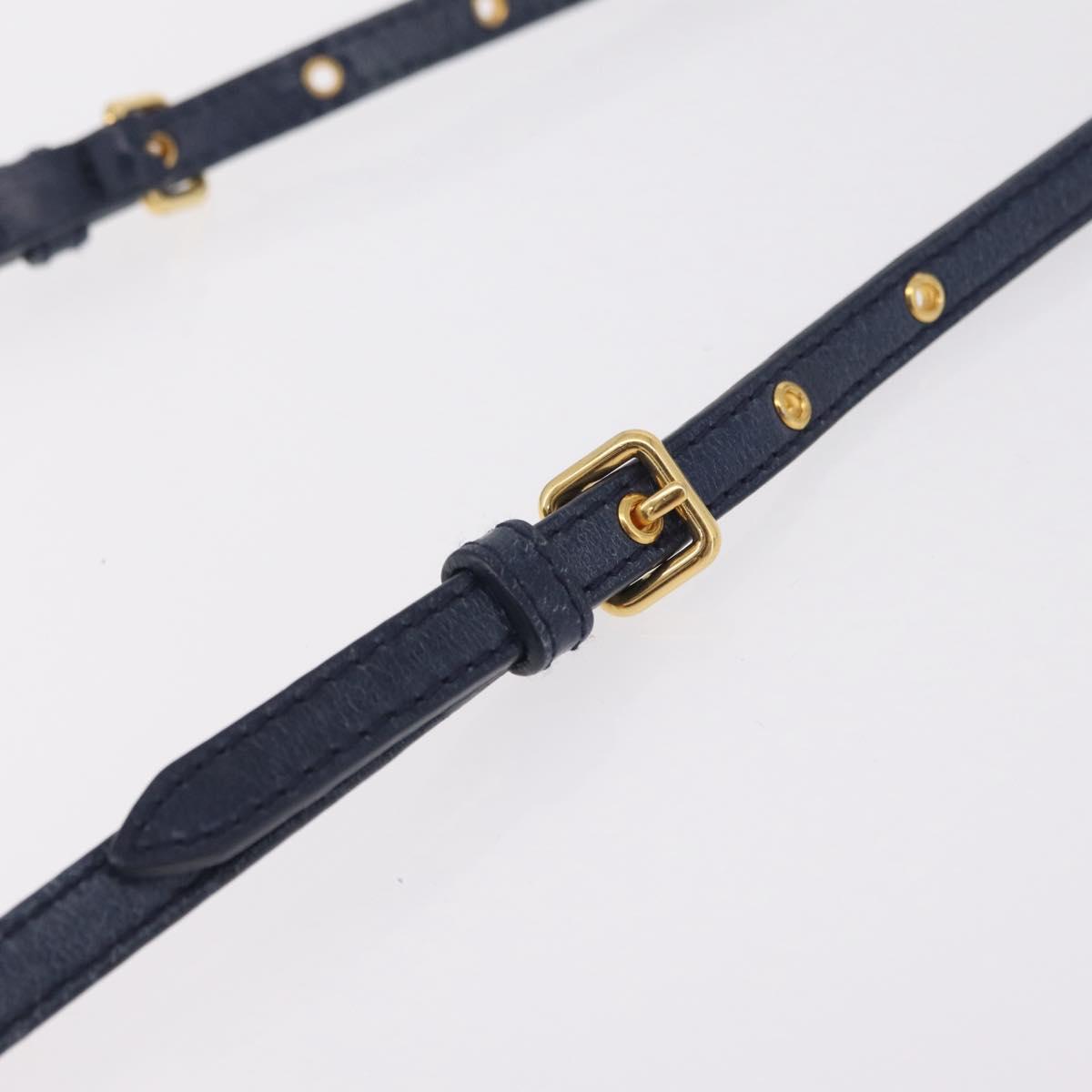 Miu Miu Matelasse Chain Shoulder Bag Vitellolux Navy Gold Auth 206239A