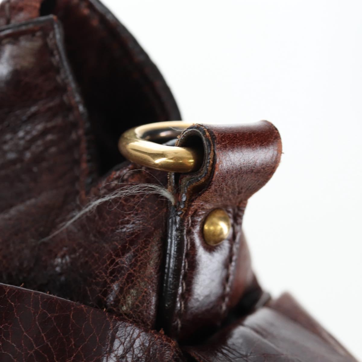 Miu Miu Hand Bag Vitellolux Brown Gold Auth 206240A