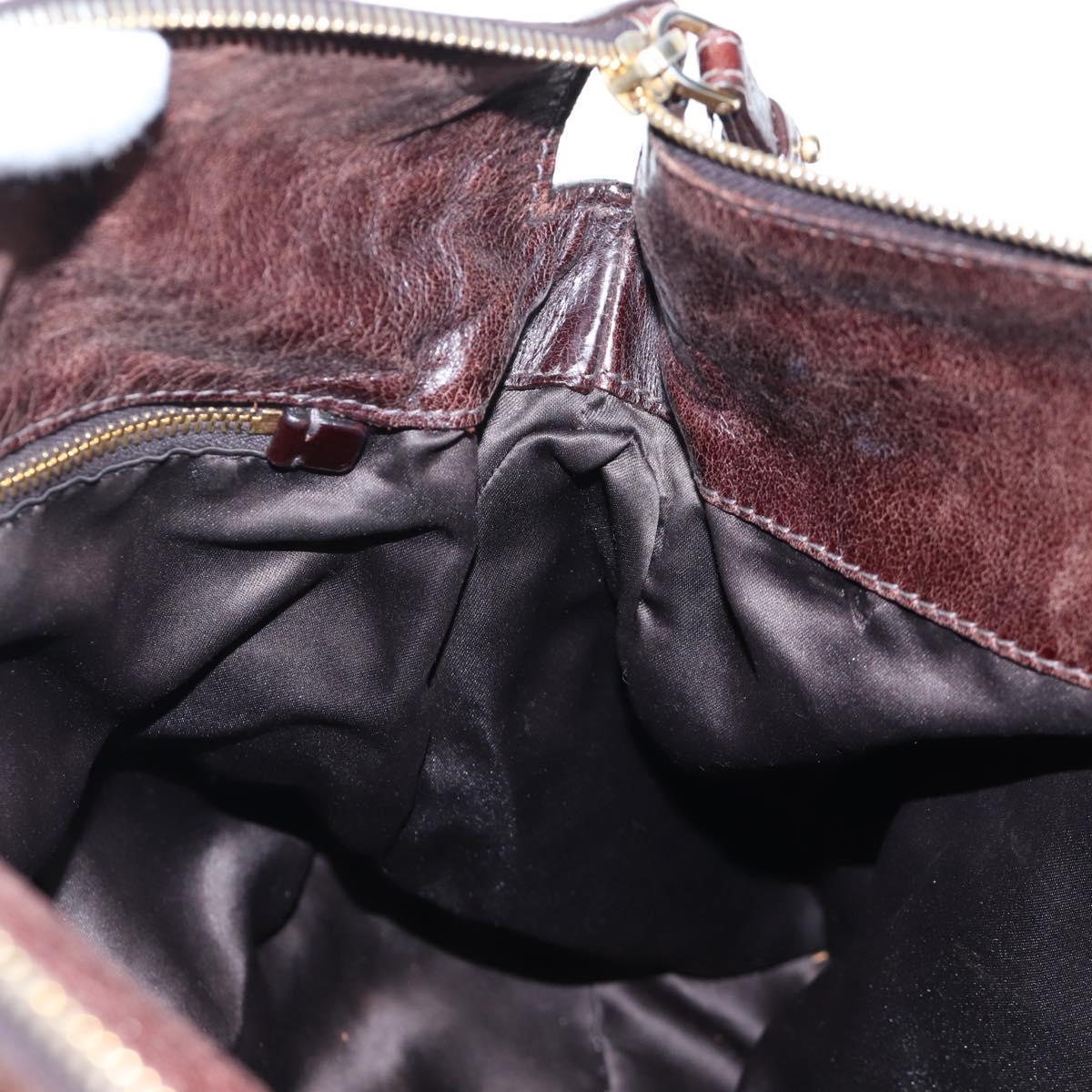 Miu Miu Hand Bag Vitellolux Brown Gold Auth 206240A