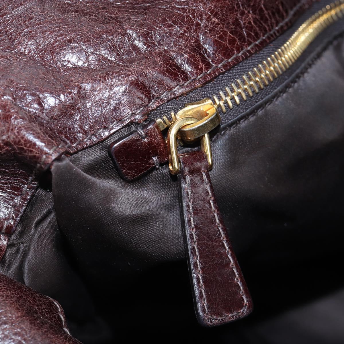 Miu Miu Hand Bag Vitellolux Brown Gold Auth 206240A