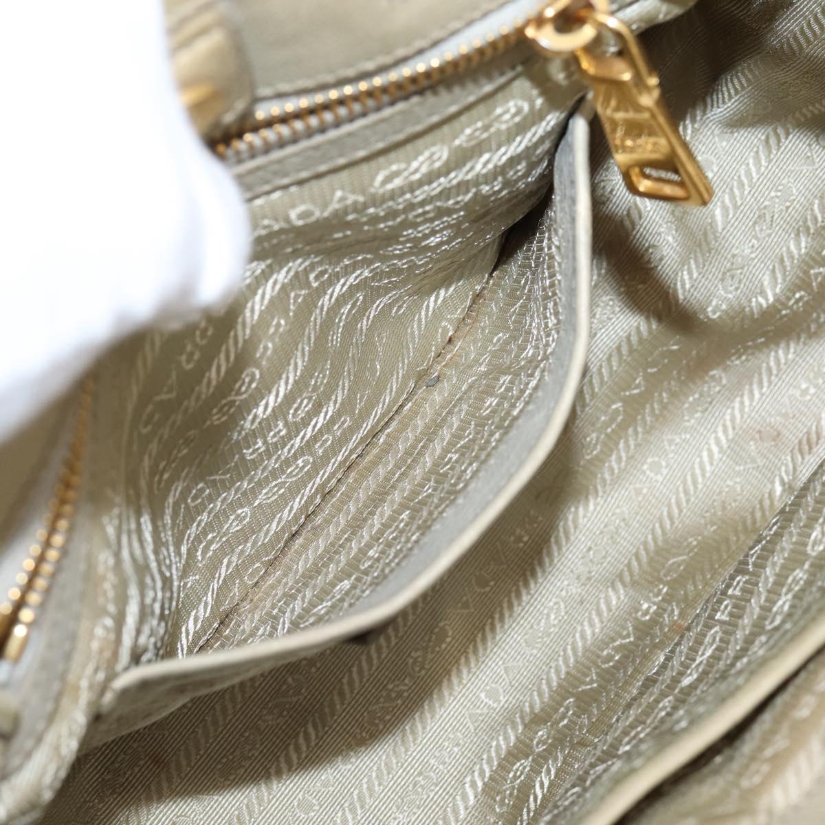 PRADA Hand Bag Leather 2way Beige Gold Auth 206241A