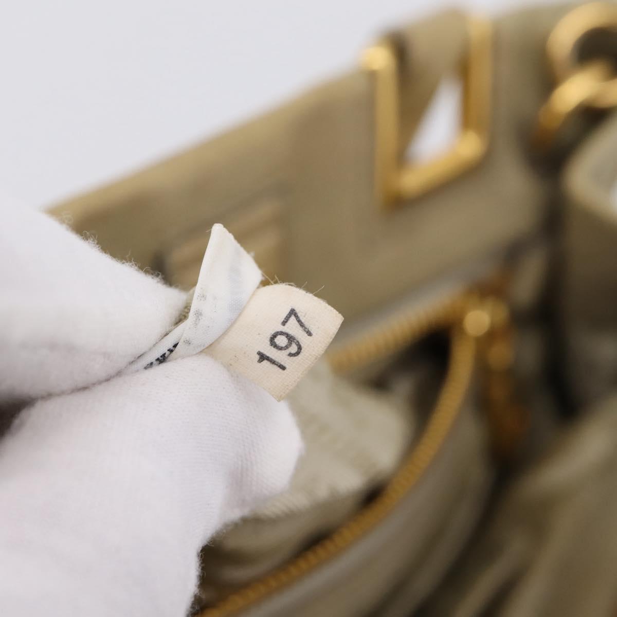 PRADA Hand Bag Leather 2way Beige Gold Auth 206241A