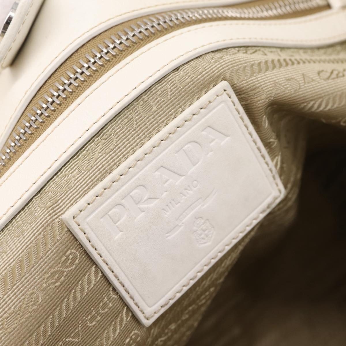 PRADA Tote Bag Canvas Jacquard Beige Silver Auth 206242A