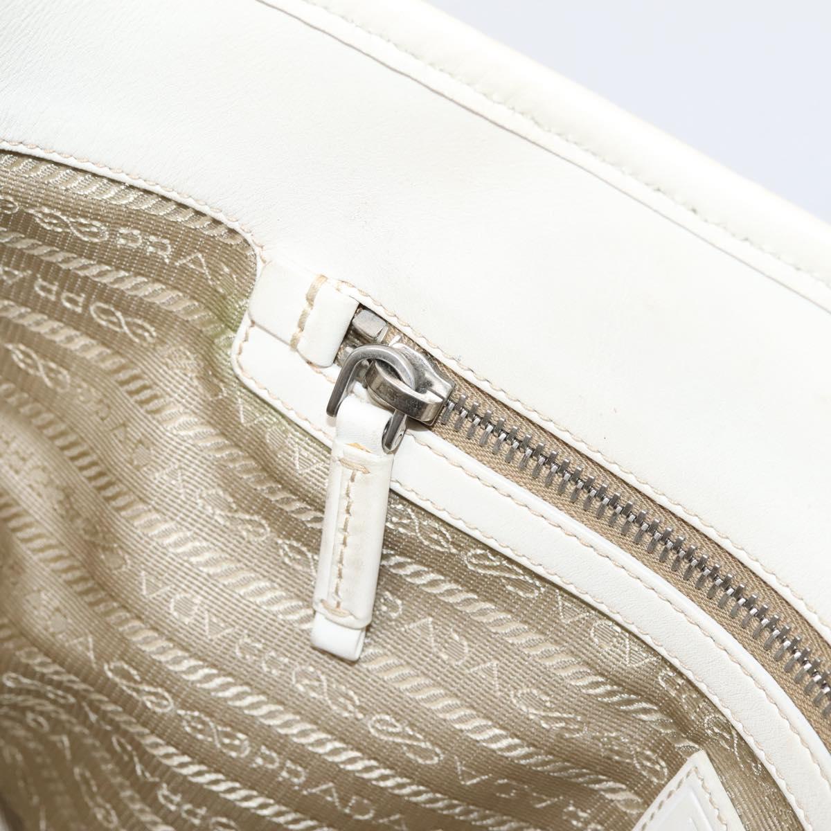 PRADA Tote Bag Canvas Jacquard Beige Silver Auth 206242A