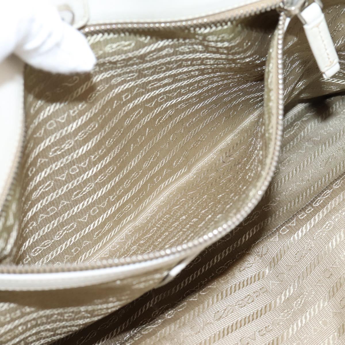PRADA Tote Bag Canvas Jacquard Beige Silver Auth 206242A
