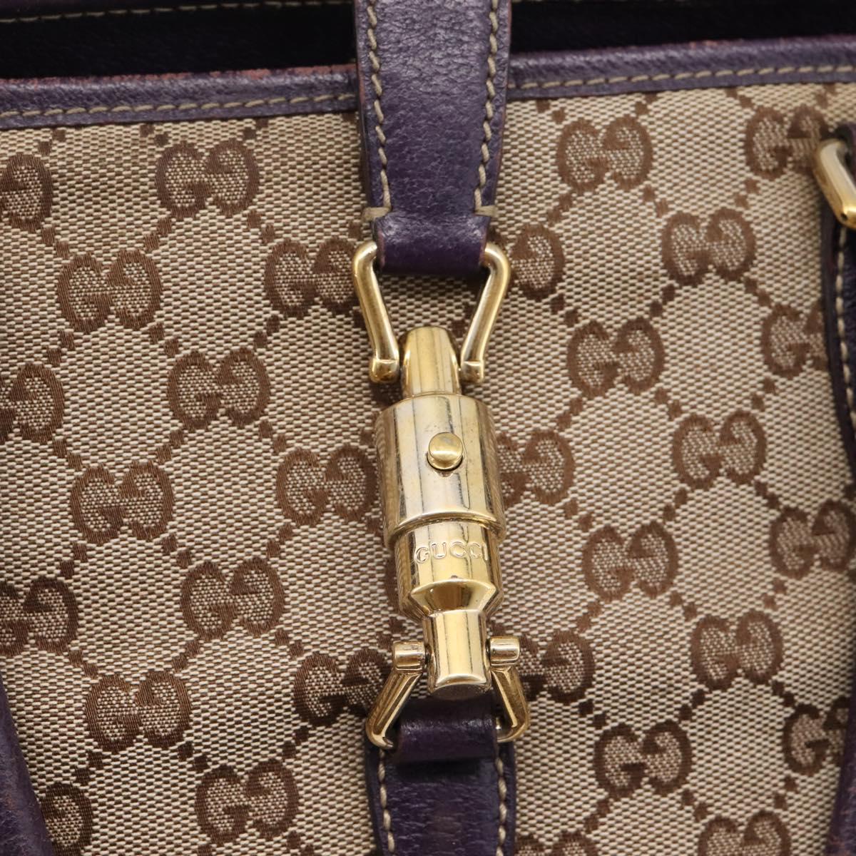 GUCCI GG Canvas New Jackie Hand Bag Beige Gold 145818 Auth 206247