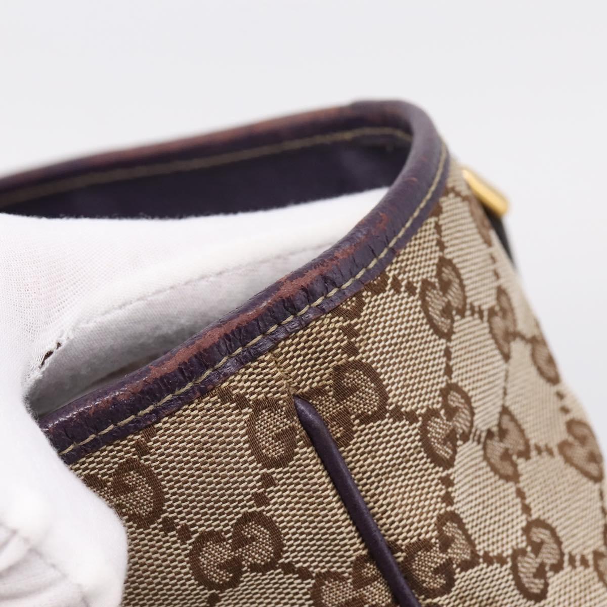 GUCCI GG Canvas New Jackie Hand Bag Beige Gold 145818 Auth 206247
