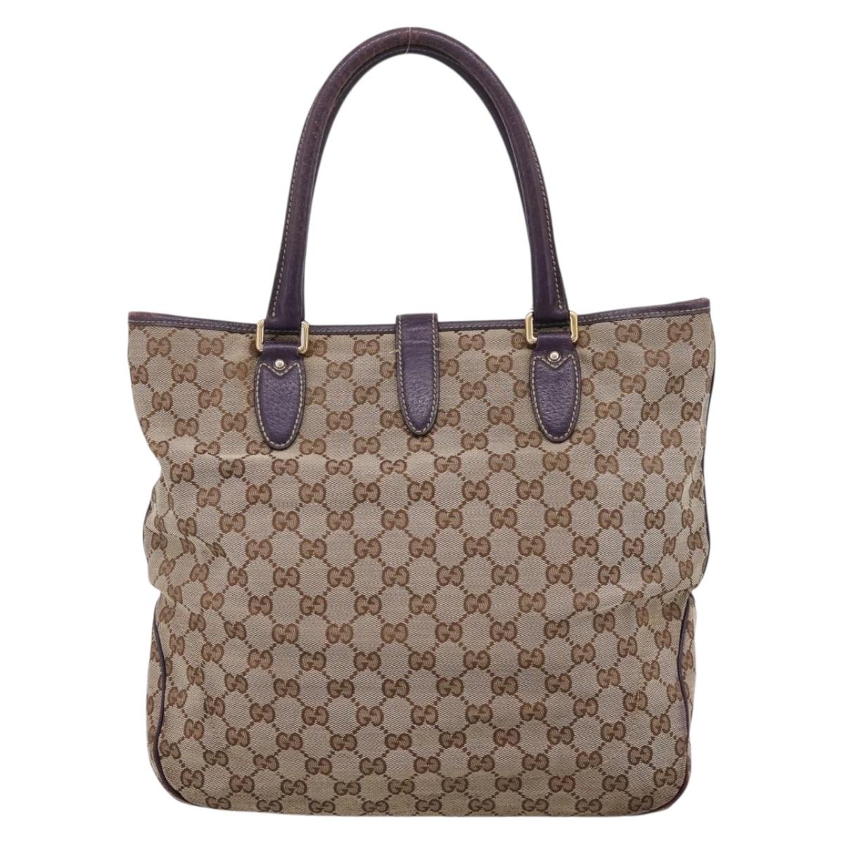 GUCCI GG Canvas New Jackie Hand Bag Beige Gold 145818 Auth 206247