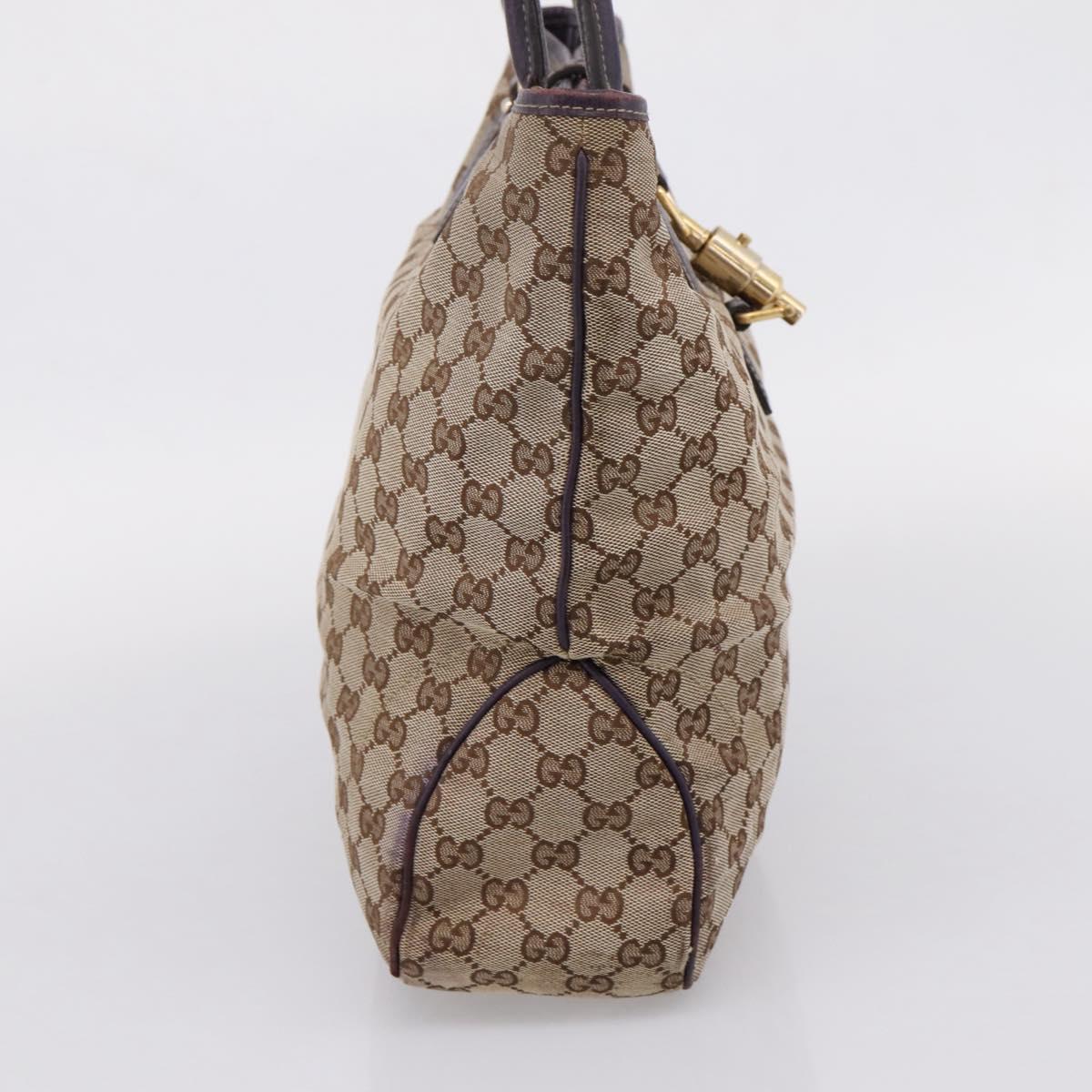GUCCI GG Canvas New Jackie Hand Bag Beige Gold 145818 Auth 206247