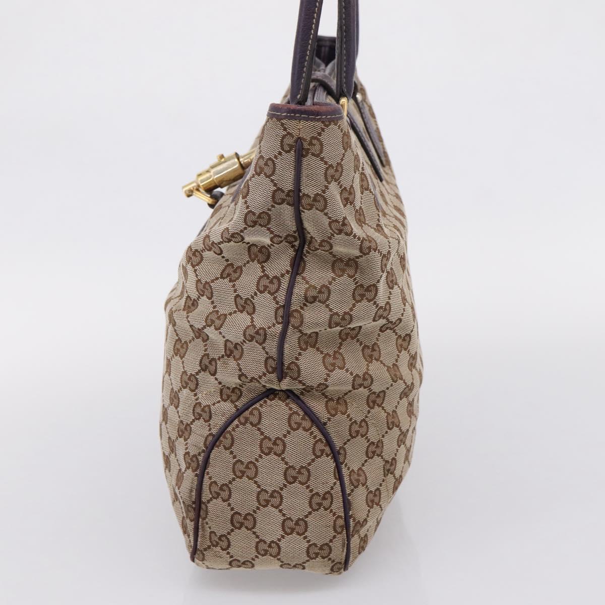 GUCCI GG Canvas New Jackie Hand Bag Beige Gold 145818 Auth 206247
