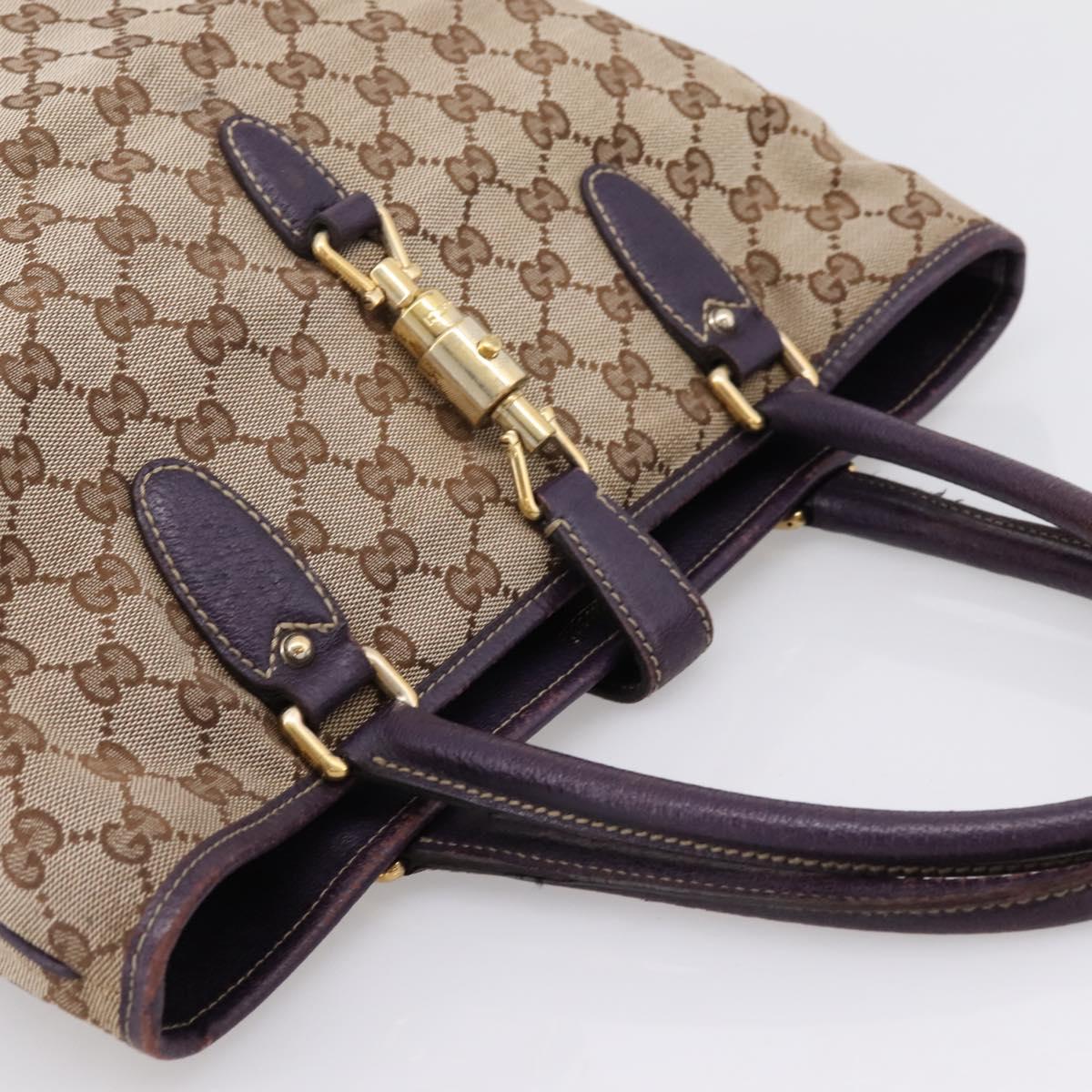 GUCCI GG Canvas New Jackie Hand Bag Beige Gold 145818 Auth 206247