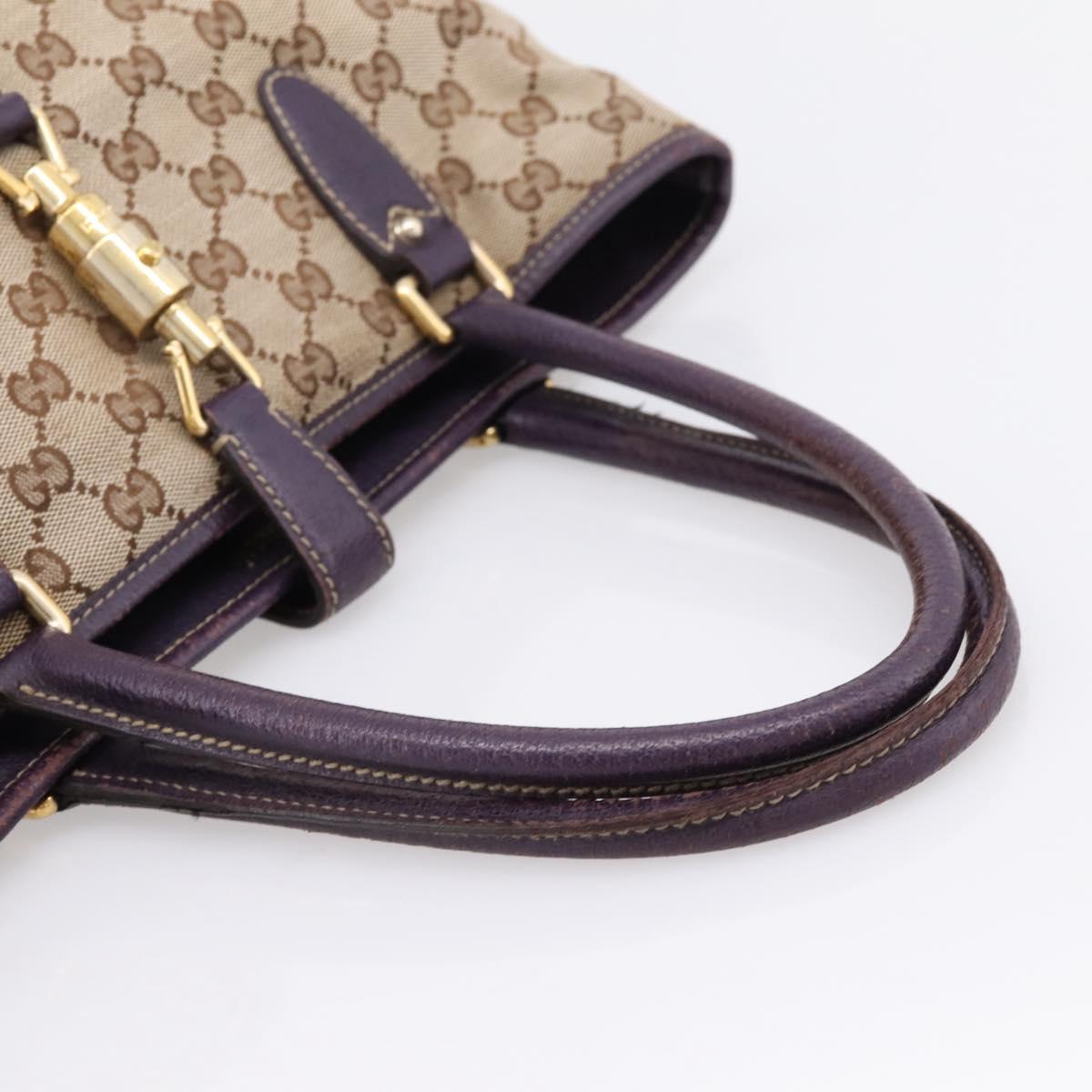 GUCCI GG Canvas New Jackie Hand Bag Beige Gold 145818 Auth 206247