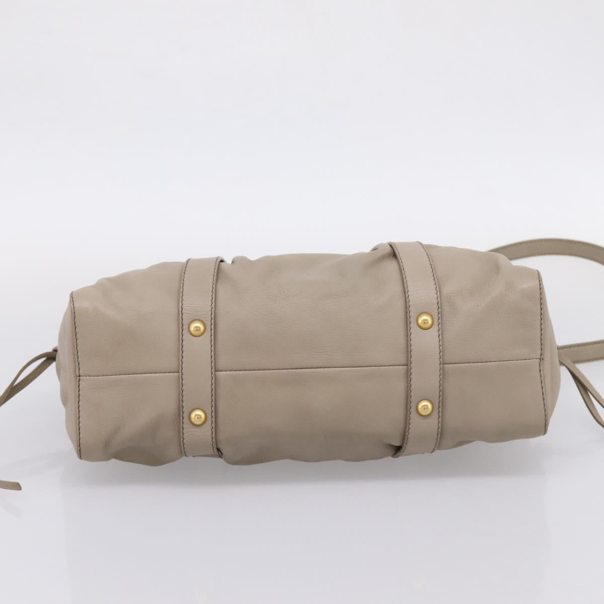 Miu Miu Hand Bag Leather 2way Beige Gold Auth 206249M