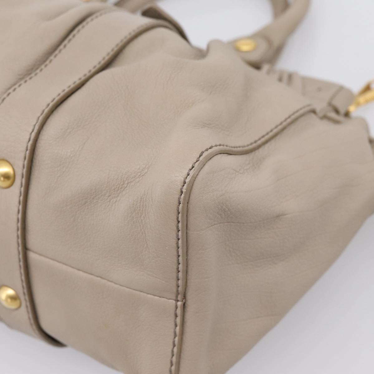 Miu Miu Hand Bag Leather 2way Beige Gold Auth 206249M
