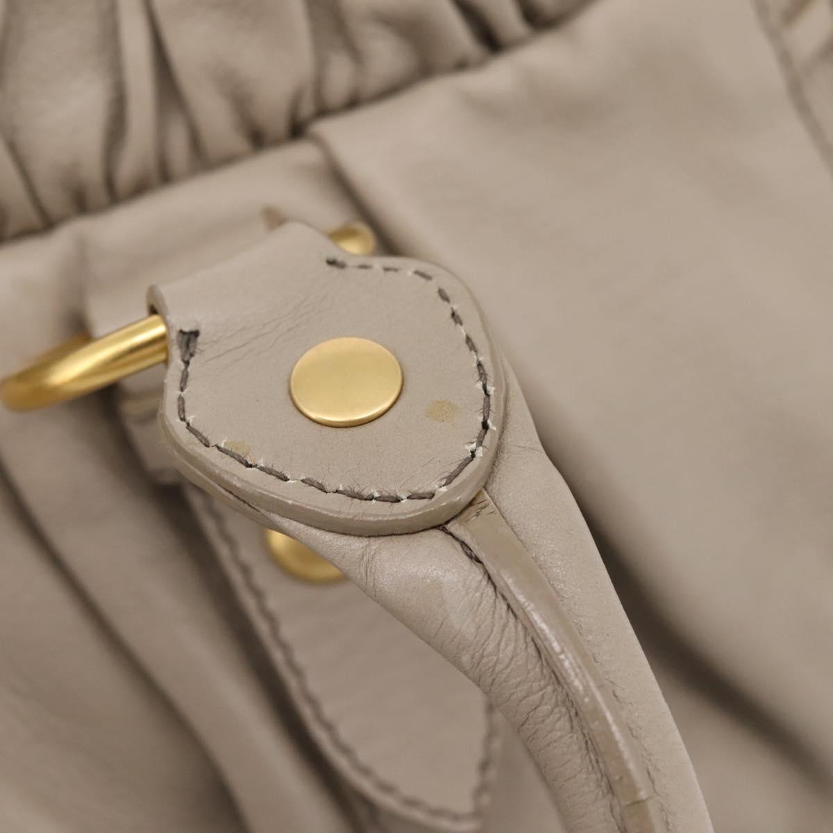 Miu Miu Hand Bag Leather 2way Beige Gold Auth 206249M
