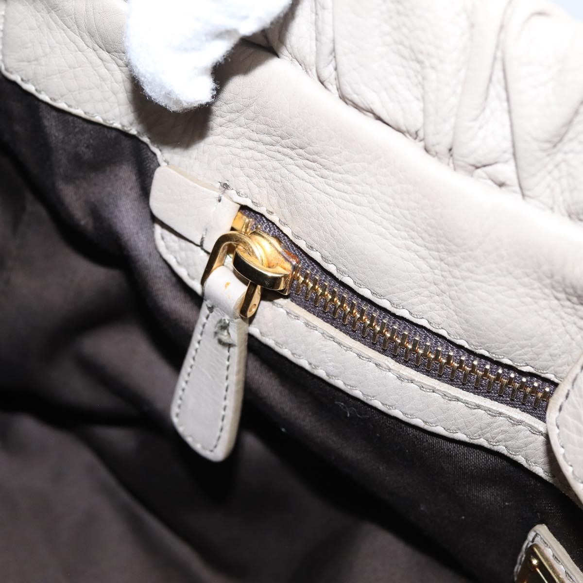 Miu Miu Hand Bag Leather 2way Beige Gold Auth 206249M