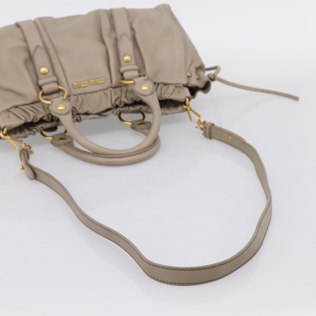 Miu Miu Hand Bag Leather 2way Beige Gold Auth 206249M