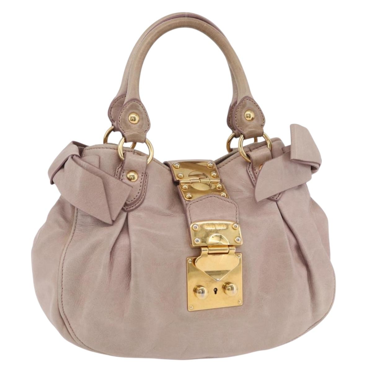 Miu Miu Hand Bag Vitellolux Pink Gold Auth 206250M