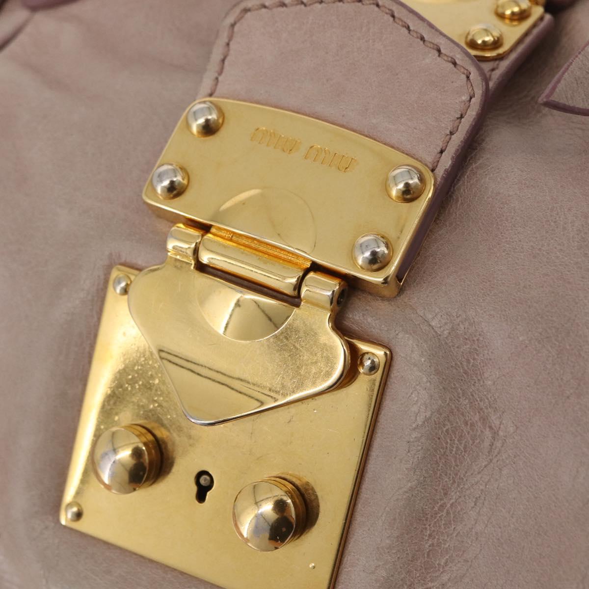 Miu Miu Hand Bag Vitellolux Pink Gold Auth 206250M