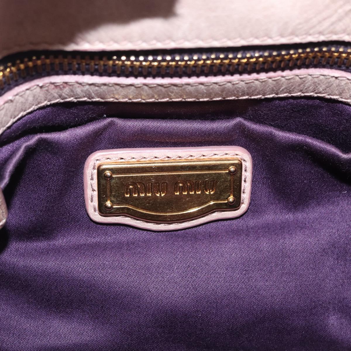 Miu Miu Hand Bag Vitellolux Pink Gold Auth 206250M