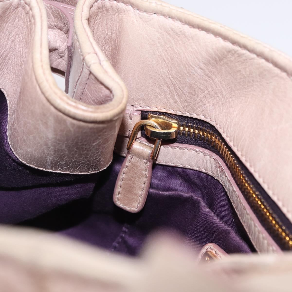 Miu Miu Hand Bag Vitellolux Pink Gold Auth 206250M