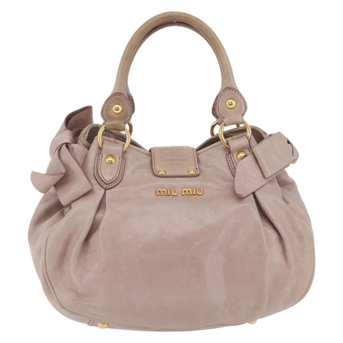 Miu Miu Hand Bag Vitellolux Pink Gold Auth 206250M