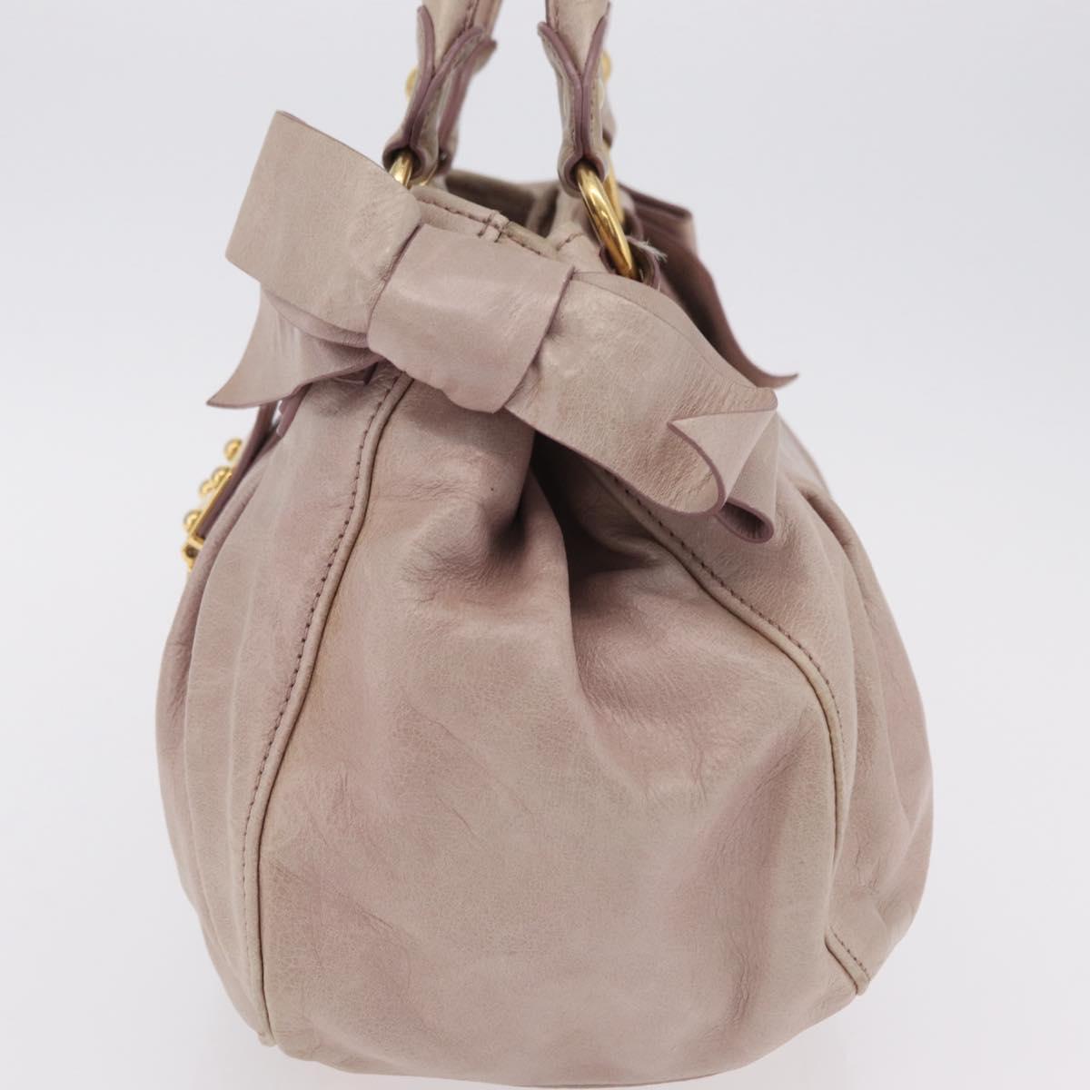 Miu Miu Hand Bag Vitellolux Pink Gold Auth 206250M