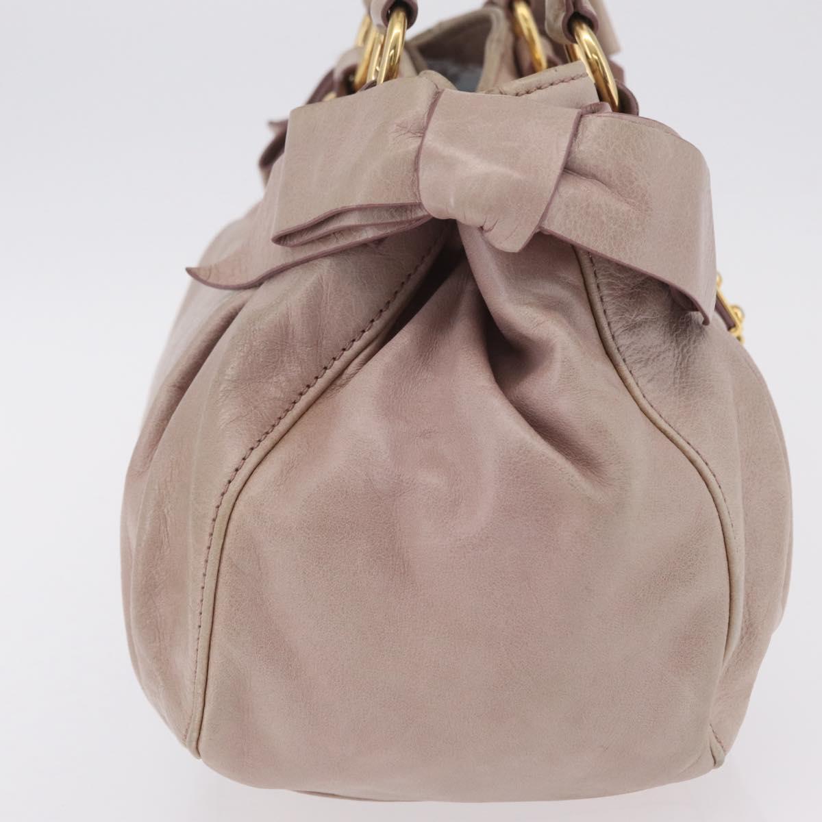 Miu Miu Hand Bag Vitellolux Pink Gold Auth 206250M