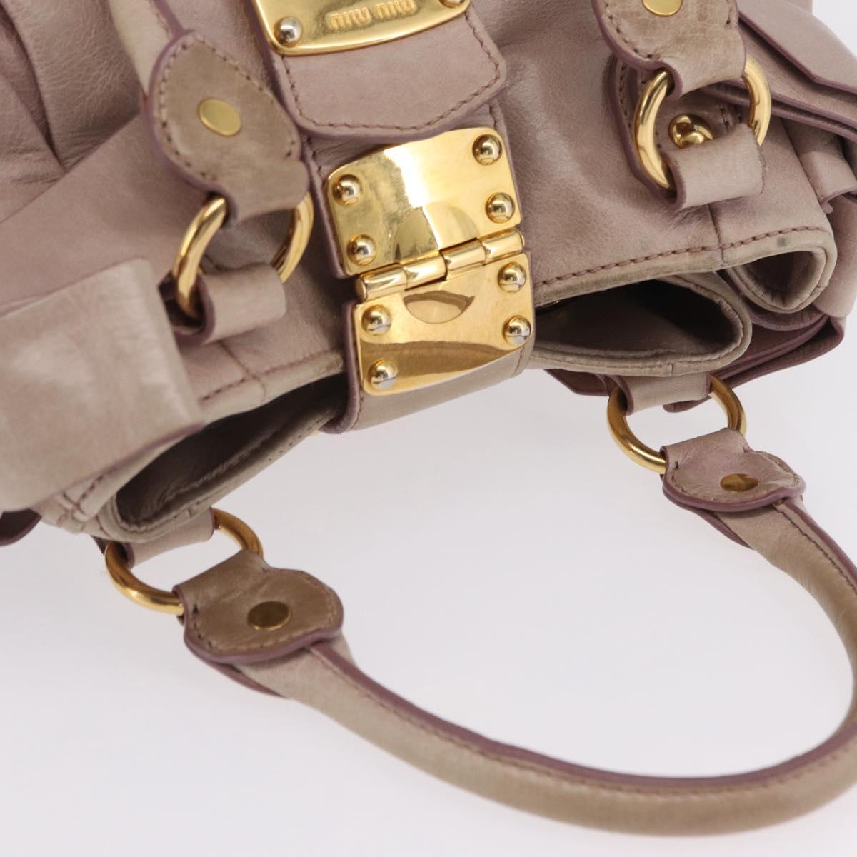 Miu Miu Hand Bag Vitellolux Pink Gold Auth 206250M