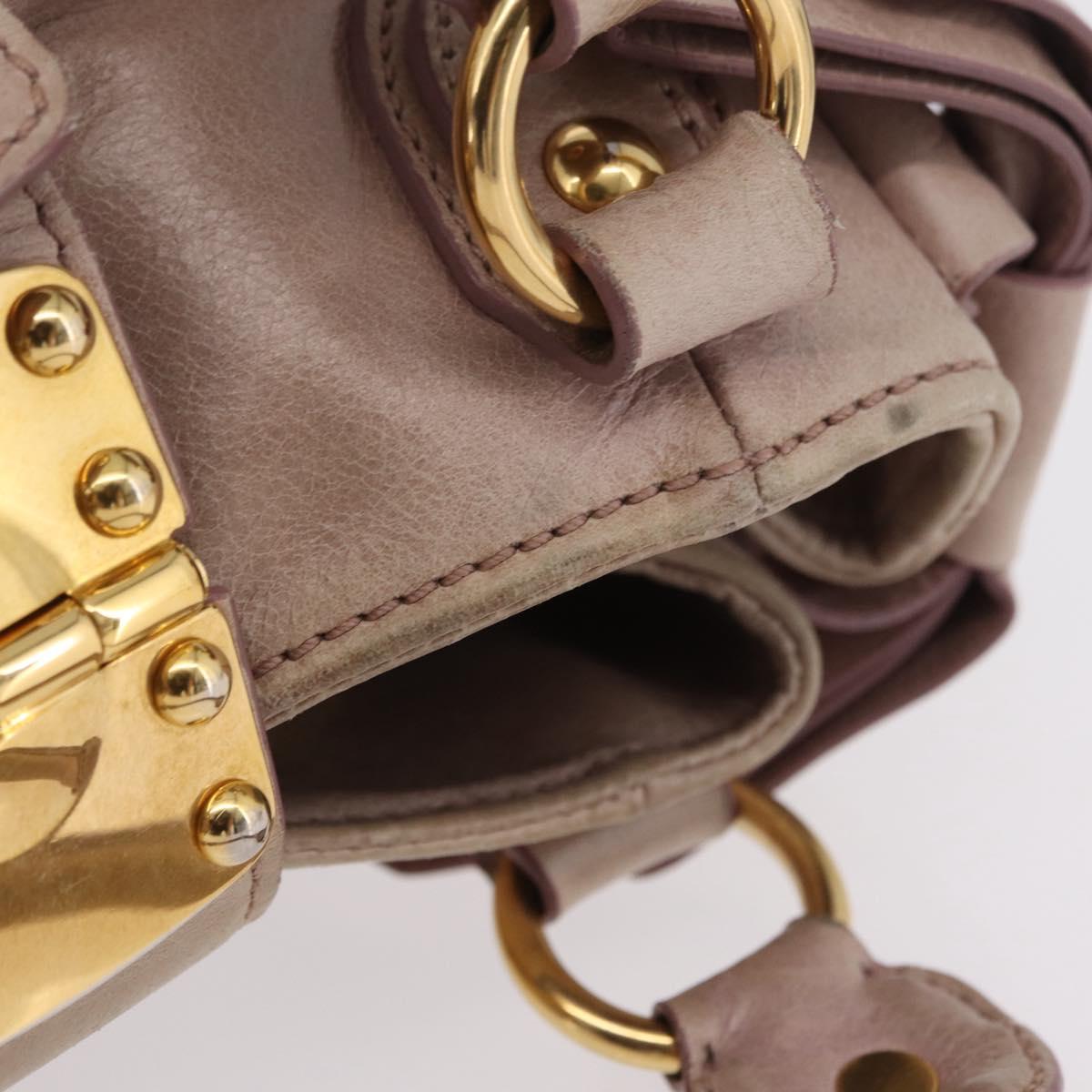 Miu Miu Hand Bag Vitellolux Pink Gold Auth 206250M