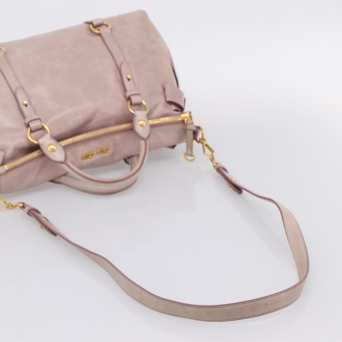 Miu Miu Hand Bag Vitellolux 2way Pink Gold Auth 206251M