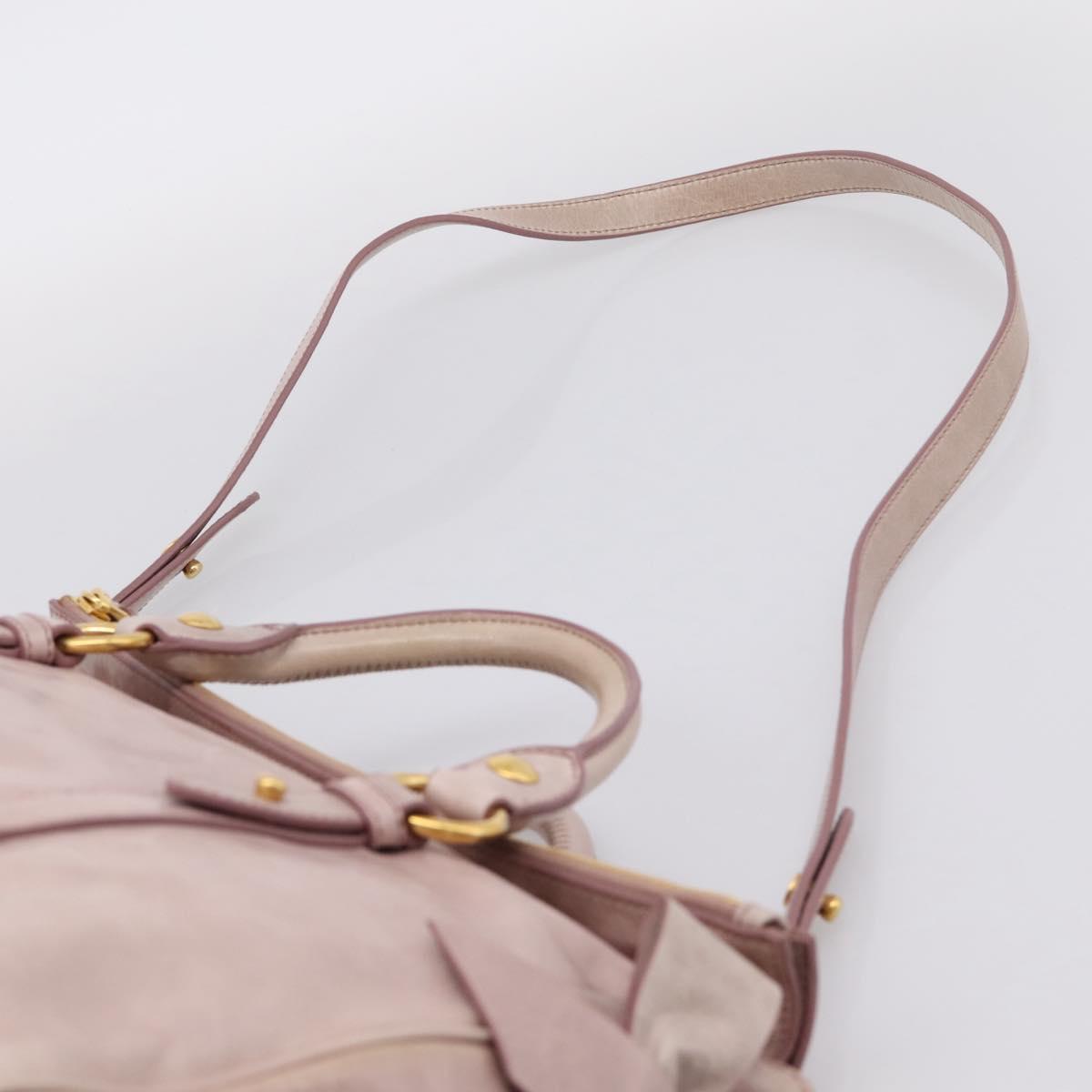 Miu Miu Hand Bag Vitellolux 2way Pink Gold Auth 206251M